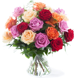 Bouquet of mixed roses (short stem)